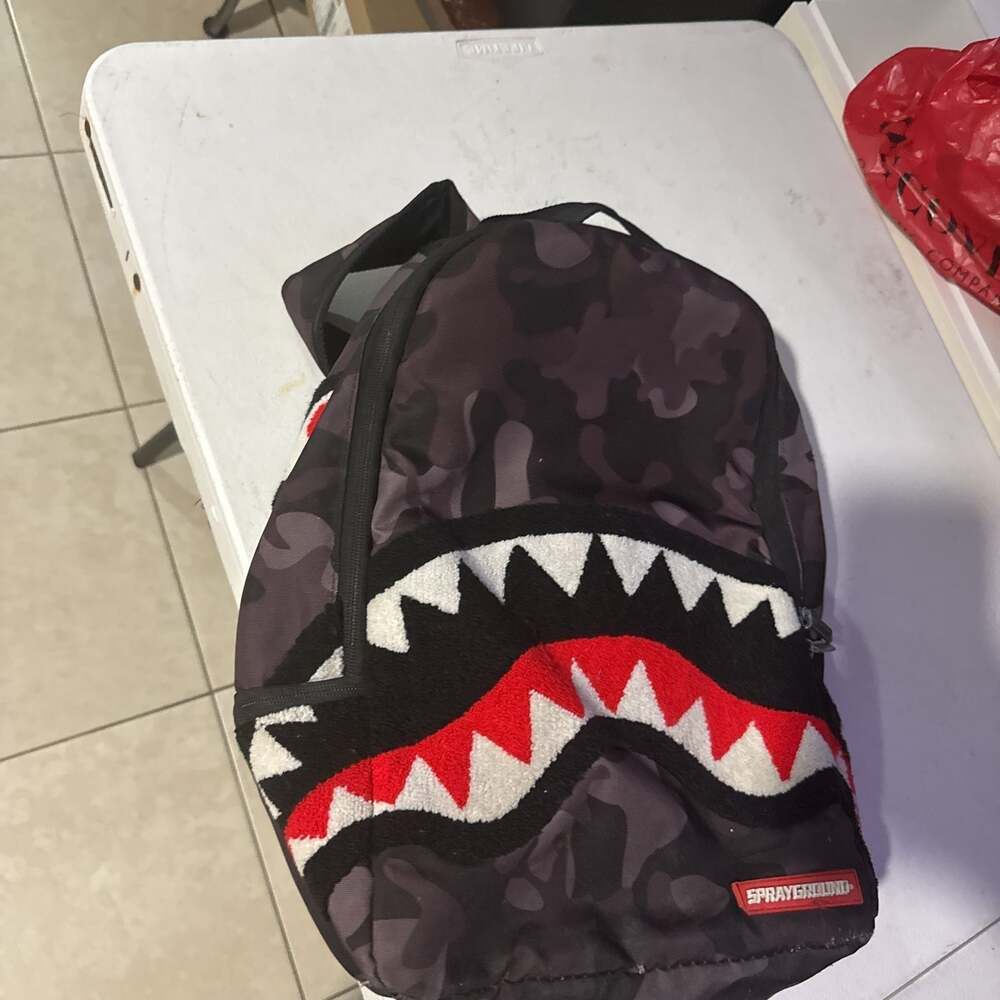 Sprayground Black Camo Shark Mouth Backpack - Picture 3 of 13